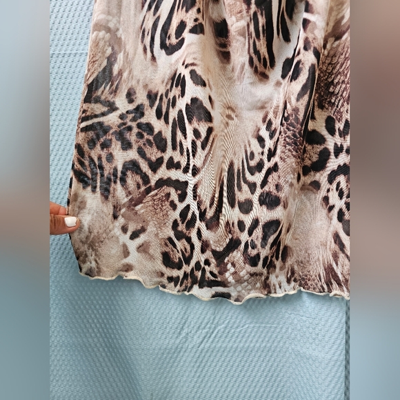 NWT - Long Mesh Animal Print Maxi Dress with Black Lace- Lined - Size Small - Picture 10 of 11